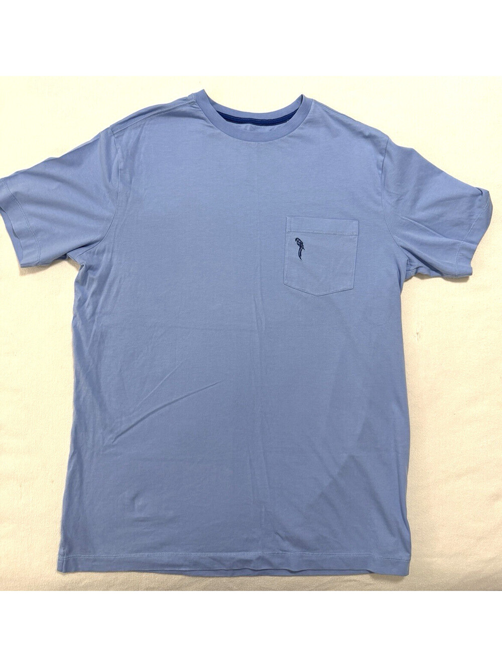 Caribbean Supima T Shirt Mens Medium Blue Pocket Crew Neck Short Sleeve Cotton